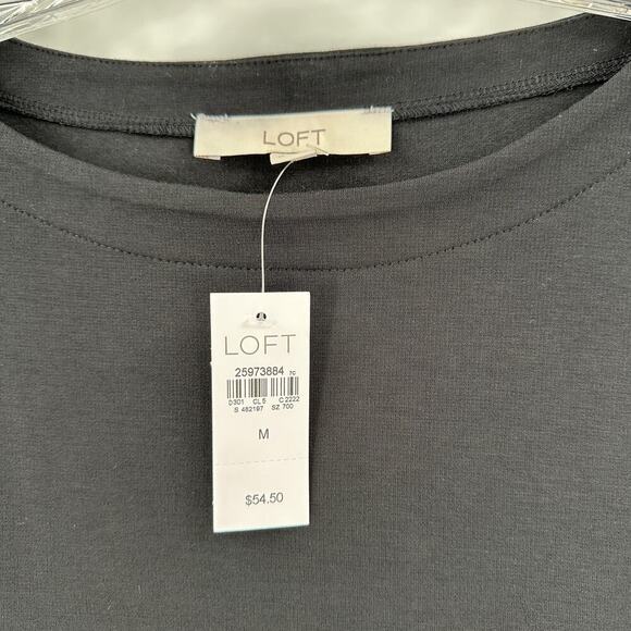 NWT Ann Taylor LOFT Black Gray Colorblock Crew Neck Faux Layered Top Size Medium - Picture 3 of 10